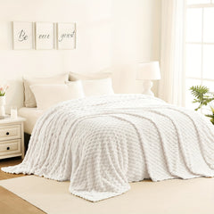 Luxury Oversized Flannel Fleece Blanket 10x10 ft – Heavy Plush King Bedspread