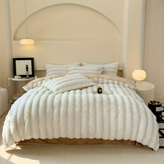 Luxury Thick Striped Plush Blanket – Cozy Warm Winter Throw