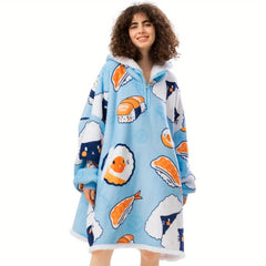 Oversized Sherpa Wearable Blanket Hoodie – Plush Fleece Sweatshirt with Pockets