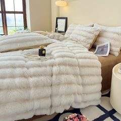 Luxury Thick Striped Plush Blanket – Cozy Warm Winter Throw