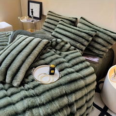 Luxury Thick Striped Plush Blanket – Cozy Warm Winter Throw