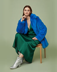 Blue Faux Fur Maxi Duchess Coat