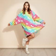 New Rainbow Lazy Clothes – Cozy Oversized Pullover Hoodie