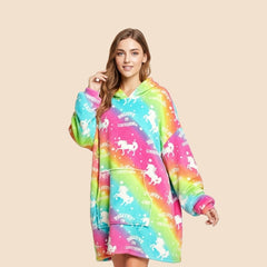New Rainbow Lazy Clothes – Cozy Oversized Pullover Hoodie