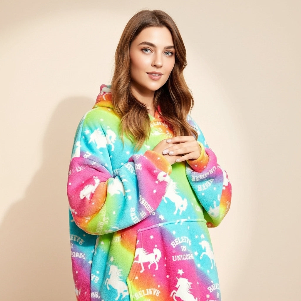 New Rainbow Lazy Clothes – Cozy Oversized Pullover Hoodie