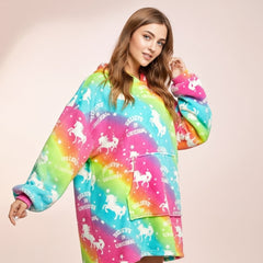 New Rainbow Lazy Clothes – Cozy Oversized Pullover Hoodie