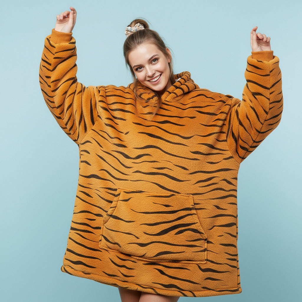 Tiger Pattern Lazy Clothes – Cozy Oversized Statement Hoodie