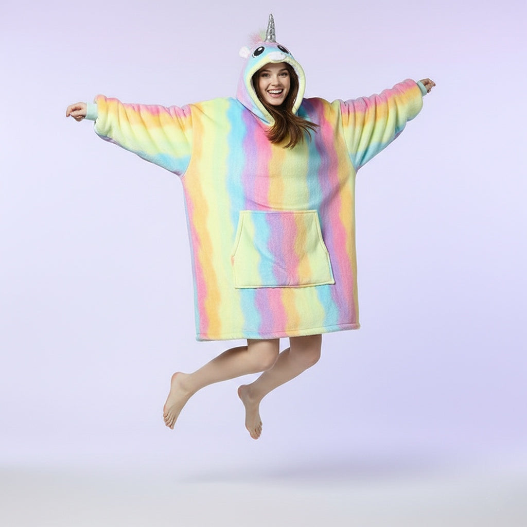 Unicorn Embroidery Hoodie – Cozy Oversized Pullover with Magical Design