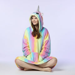 Unicorn Embroidery Hoodie – Cozy Oversized Pullover with Magical Design