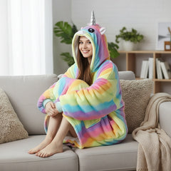 Unicorn Embroidery Hoodie – Cozy Oversized Pullover with Magical Design
