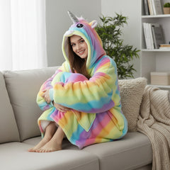 Unicorn Embroidery Hoodie – Cozy Oversized Pullover with Magical Design