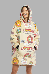 Slogan Pattern Cozy Wearable Blanket Hoodie – Oversized Pullover