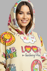 Slogan Pattern Cozy Wearable Blanket Hoodie – Oversized Pullover