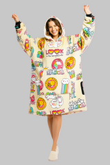 Slogan Pattern Cozy Wearable Blanket Hoodie – Oversized Pullover