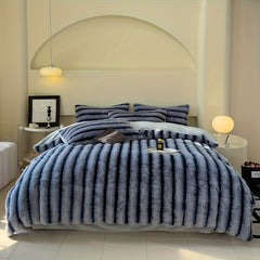 Luxury Thick Striped Plush Blanket – Cozy Warm Winter Throw