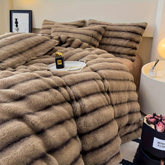 Luxury Thick Striped Plush Blanket – Cozy Warm Winter Throw