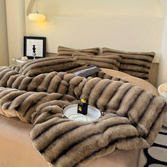 Luxury Thick Striped Plush Blanket – Cozy Warm Winter Throw